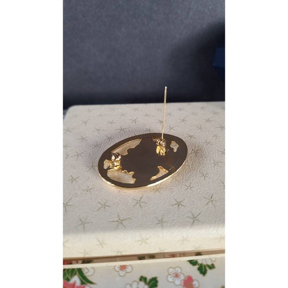 Vintage Cloisonne Cutout Floral Brooch - Picture 7 of 10